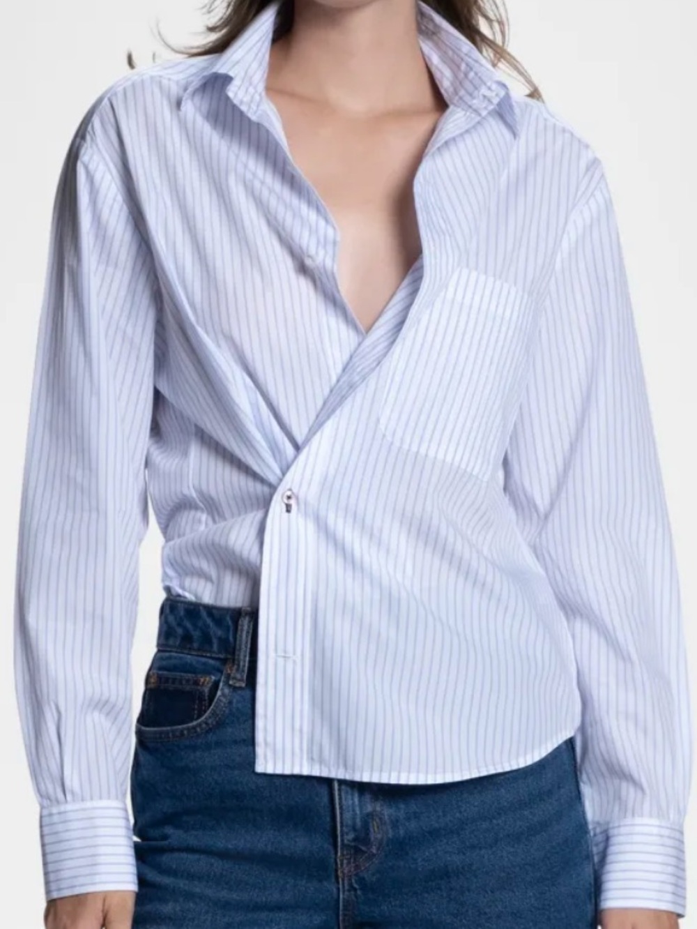 Women's Blue Stripe Button-Down Shirt